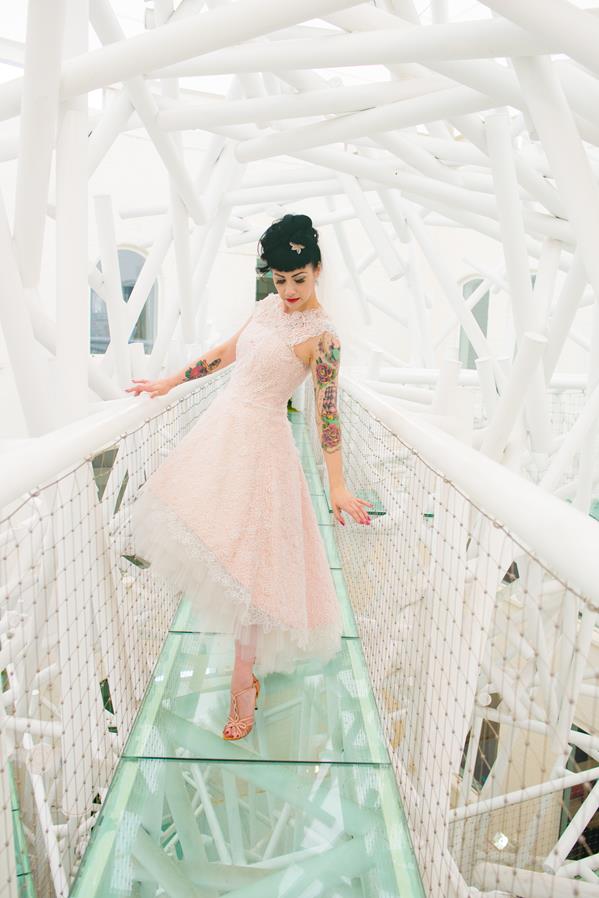 The-couture-company-alternative-bespoke-custom-made-wedding-quirky-dresses-rockabilly-1950s-tea-length-swing-vintage-lace-tattoo-tattooed-embroidered-lace-dress-bride-pink-Photo-NikkiCooper (1) (Copy)