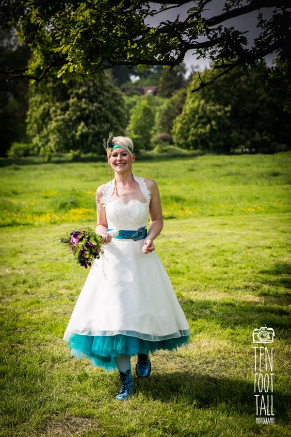 the-couture-company-alternative-wedding-dresses-midlands-birmingham-bespoke-short-peacock-detail-teal-dress-wedding-bridal-gown-22